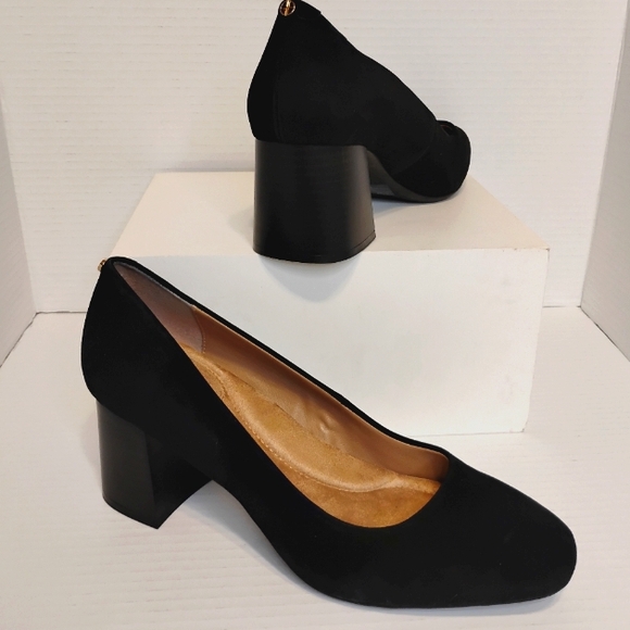 NEW Suede Giani Bernini  Black Pumps Comfy Memory Foam Arch Support Block Heels - Picture 2 of 16